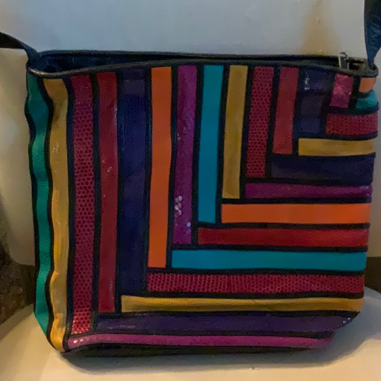 Vintage Multicolor Sharif Handbag Purse In Reptile Leathet